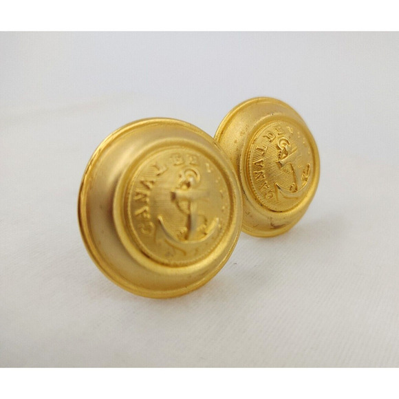 Vintage Ellen Designs Anchor Earrings Canal De Vieux Gold Tone Sailor Chunky - Picture 6 of 13